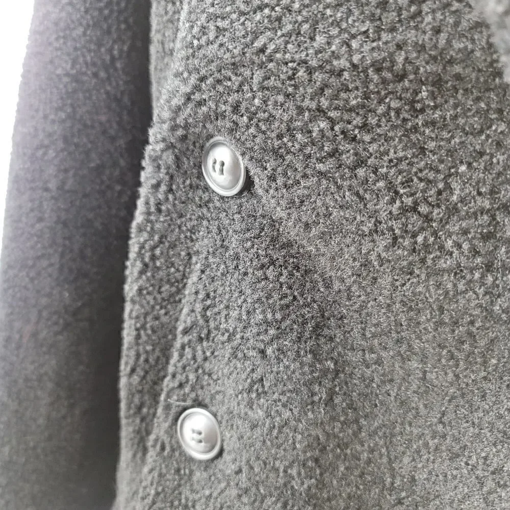 Unbranded oversized teddy bear plush pea coat black